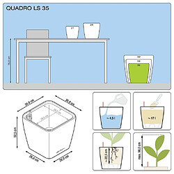 LECHUZA Jardinière QUADRO LS 35 ALL-IN-ON blanc brillant 16160 pas cher