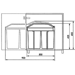 Hailo Poubelle de placard Multi-Box Duo Taille L 2x14 L Crème 3659-001 pas cher