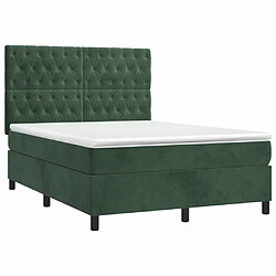 Avis Maison Chic Lit adulte- Lit + matelas,Sommier à lattes de lit et matelas Vert foncé 140x200cm Velours -GKD17482