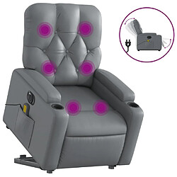 Maison Chic Fauteuil Relax pour salon, Fauteuil inclinable de massage électrique gris similicuir -GKD95390