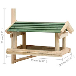 vidaXL Mangeoire à oiseaux Bois de sapin 35x29,5x21 cm pas cher