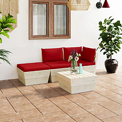 vidaXL Salon de jardin palette 4 pcs avec coussins Épicéa imprégné