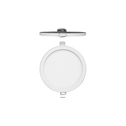 Inspired Downlight encastré LED ultra fin rond de 14,5 cm, 12 W, 3 000 K, 990 lm, blanc mat/acrylique givré, pilote inclus, 3 ans de garantie