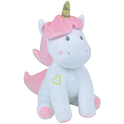 Jemini Peluche licorne Musicale et Lumineuse de 24 cm blanc rose