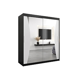 Abiks Meble Armoire MONACO À Portes Coulissantes 200/180/62 2 Portes (Noir/Blanc)