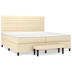 vidaXL Sommier à lattes de lit avec matelas Crème 200x200 cm Tissu