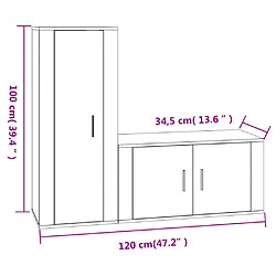 vidaXL Ensemble de meubles TV 2 pcs Chêne fumé Bois d'ingénierie pas cher