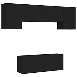 vidaXL Unités murales TV 6 pcs noir bois d'ingénierie