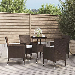 Maison Chic Ensemble de bistro 5 pcs coussins,Table + chaises + coussins de jardin marron poly rotin -GKD577321