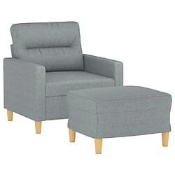 Avis Maison Chic Fauteuil et repose-pieds,Fauteuil luxe pour relax Gris clair 60 cm Tissu -MN63979