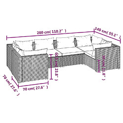 vidaXL Salon de jardin 6 pcs avec coussins résine tressée gris pas cher