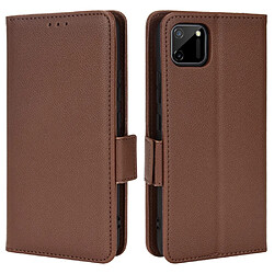 Etui en PU texture litchi avec support, marron pour votre Realme C11