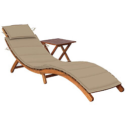 Helloshop26 Transat chaise longue bain de soleil lit de jardin terrasse meuble d'extérieur avec table et coussin bois d'acacia 02_0012638