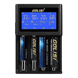 Universal Golisi 4 Slots Smart LCD Chargeur de batterie rechargeable pour AA & AAA NI-MH NI-CD