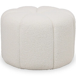 ICONIK INTERIOR Pouf Rond Rembourré en Tissu Bouclé - Posera Blanc