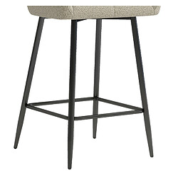 Moloo LEA-Tabouret de bar en tissu bouclé Mastic et métal noir (x2) pas cher