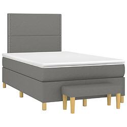 Maison Chic Lit adulte- Lit + matelas,Sommier à lattes de lit avec matelas gris foncé 120x190cm tissu -GKD80362