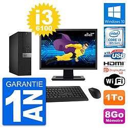 PC Dell 5040 SFF Ecran 22" i3-6100 RAM 8Go Disque Dur 1To HDMI Windows 10 Wifi - Occasion