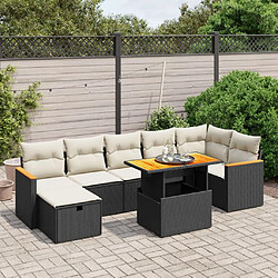 vidaXL Salon de jardin 8 pcs avec coussins noir résine tressée