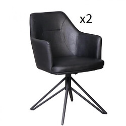 Inside 75 Lot de 2 chaise design CROSSWAY BLACK pivotant à 180° assise simili cuir noir 