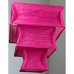 Corep Suspension carree tissu crepon rose fushia luminaire plafond zen