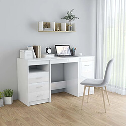 Maison Chic Bureau,Table de travail,bureau de travail pour chambre Blanc brillant 140x50x76 cm Aggloméré -GKD34090