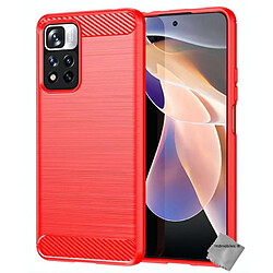 Htdmobiles Coque silicone gel carbone pour Xiaomi Redmi Note 11 Pro+ Plus 5G + film ecran - ROUGE