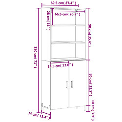 vidaXL Buffet haut Chêne fumé 69,5x34x180 cm Bois d'ingénierie pas cher