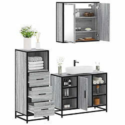 vidaXL Ensemble de meubles de salle de bain 3 pcs Sonoma gris