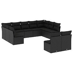 Maison Chic Salon de jardin 11 pcs avec coussins | Ensemble de Table et chaises | Mobilier d'Extérieur noir résine tressée -GKD54013