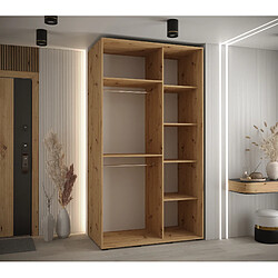 Acheter Abiks Meble Armoire à portes coulissantes Davos 2 H235.2 x L130 x P45 2 portes coulissante (Noir/Noir/Argent)