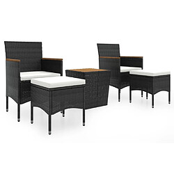 vidaXL Ensemble de bistro de jardin 5pcs Résine tressée et acacia Noir