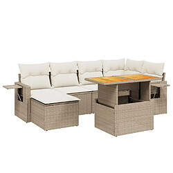 vidaXL Salon de jardin avec coussins 7 pcs beige résine tressée