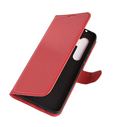 Etui en PU peau de litchi magnétique avec support rouge pour votre Xiaomi Mi Note 10 Lite