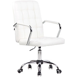 Decoshop26 Chaise de bureau sur roulettes moderne et confortable en synthétique blanc BUR10632