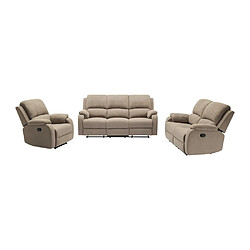 Avis Vente-Unique Canapé 3 places, 2 places et fauteuil relax en microfibre taupe BRODY