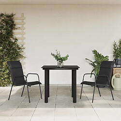 vidaXL Ensemble à manger de jardin 3 pcs noir textilène et acier