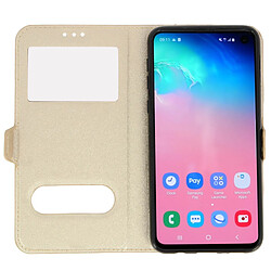 Avizar Etui Samsung Galaxy S10e Housse Folio Double Fenêtre Fonction Support doré pas cher