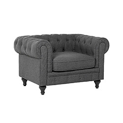 Beliani Fauteuil CHESTERFIELD Tissu Gris