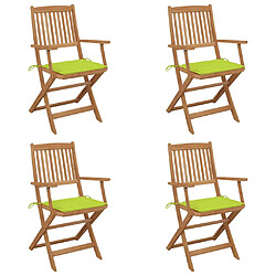 vidaXL Chaises pliables de jardin lot de 4 avec coussins Bois d'acacia