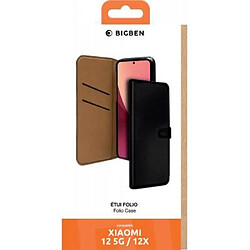 Folio Wallet Xiaomi 12 Noir avec languette de fermeture Bigben