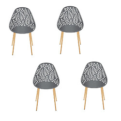 The Home Deco Factory Lot de 4 chaises d'extérieur Calvi en polypropylène - Gris