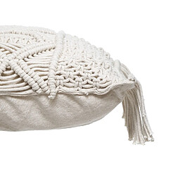 Avis Atmosphera, Createur D'Interieur Coussin Macramé rectangulaire 30x50cm Palm avec franges - Blanc Ivoire