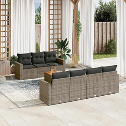 Maison Chic Ensemble Tables et chaises d'extérieur 8 pcs avec coussins,Salon de jardin gris résine tressée -GKD888635