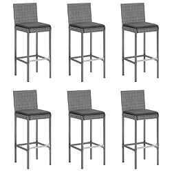 Acheter Maison Chic Ensemble de bar de jardin 7 pcs et coussins,Table + chaises + coussins d'extérieur gris poly rotin -GKD143045