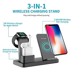 Chrono Support de charge sans fil ZIKU Chargeur sans fil 3 en 1 Station d'accueil de charge rapide pour Airpods Pro Apple Watch 6/5/4/3/iPhone 11/pro mas X/XR/Xs Max/8/Plus,(noir)