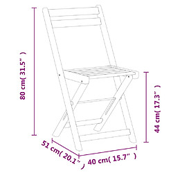 vidaXL Chaises de bistrot pliantes lot de 8 bois d'acacia solide pas cher