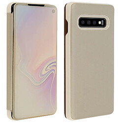 Avis Avizar Housse Samsung Galaxy S10 Étui Miroir Clapet translucide Stand Vidéo dorée