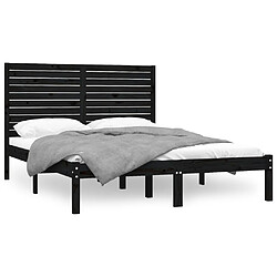 vidaXL Cadre de lit sans matelas noir 150x200 cm bois massif