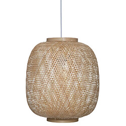 Pegane Suspension luminaire en bambou et fer coloris naturel / blanc - diamètre 43 x hauteur 48 cm